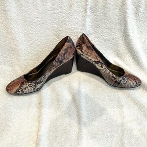 Snakeskin wedge heels